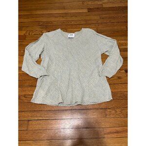 Flax By Jeanne Engelhart Linen Tunic Top Medium Green Gray 100% Linen Lagenlook